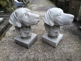 small pair stone concrete labrador dog