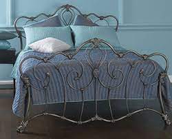 Double Silver Patina Metal Bed Frame