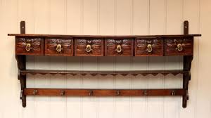 French Oak Wall Shelves With Drawers