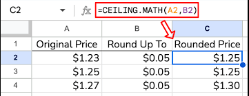 ceiling math function google sheets