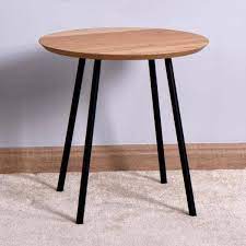 Wooden Side Table With Metal Legs