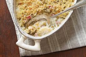 scalloped potatoes with peas and ham
