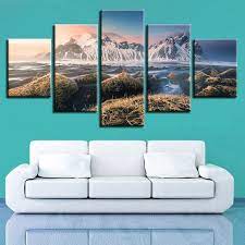 5 Panel Canvas Art Water Mountain