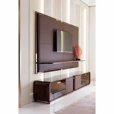 Brown And White Wooden Tv Wall Unit Design