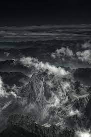grayscale photo of mountain range photo ...