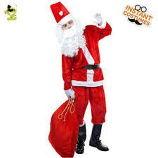 Details About Santa Claus Mens Red Costume Christmas Suit New Cosplay With Beard One Size