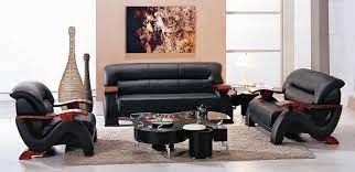 2033 modern black leather sofa set