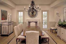 cream colored dining room is elegant