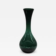 Large Green Glass Vase By Blenko
