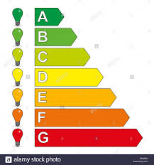 Energy Efficiency Chart With Arrows And Light Bulbs Stock
