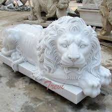 lying lion statue marble statues