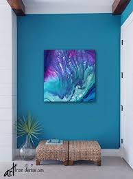 Abstract Canvas Wall Art Teal Purple