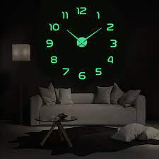 modern night light wall clock silent