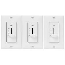 Enerlites 2 5 Amp 3 Sd In Wall Ceiling Fan Control In With Slide Switch In White With Wall Plates 3 Pack