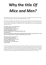 Of Mice And Men Coursework Questions