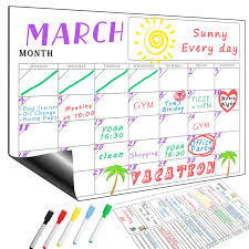 Monthly Week Calendar 2pcs Set Magnetic White Board Grocery List