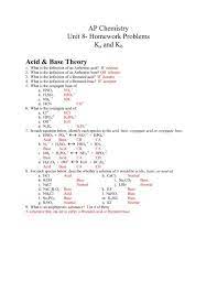 Ap Chemistry Unit 8 Homework Problems