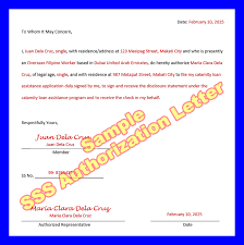 sss authorization letter format and sle