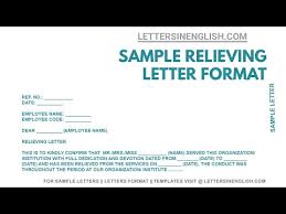 relieving letter format with sles