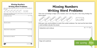 Missing Numbers Word Problems Worksheet