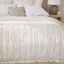 ruffle and lace washed linen quilt