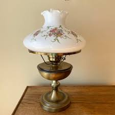 Vintage Parlor Lamp Brass Milk Glass