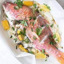 terranean baked whole red snapper