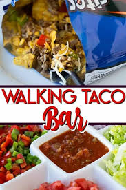 Includes two tacos (hard, soft shell, or both), seasoned ground beef or chicken, cheese, lettuce, sour cream, salsa, tomato, onion, jalapeños, tortilla chips, refried or black beans, spanish rice. How To Make Walking Tacos Princess Pinky Girl