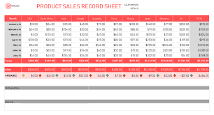 Product Sales Record Sheet Template Excel Word Pdf Format