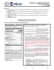nutritional food label wkst 2 docx