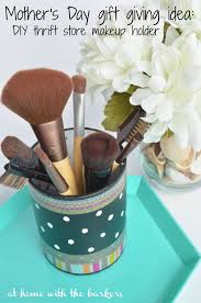 makeup brush holder at home with the
