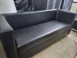 Leather Black 3 Seater Sofa On