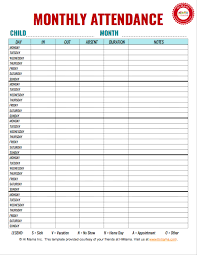 Daycare Sign In Sheet Attendance Sheet Templates Himama