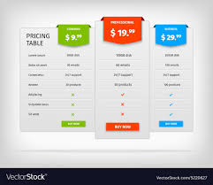 Pricing Table Template Comparison Chart For