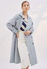 Baby Blue Double Ted Belted Trench