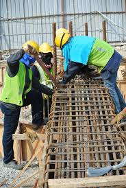 construction workers fabricating ground