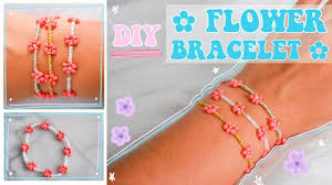 diy seed bead flower bracelet easy