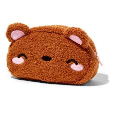 claire s brown bear sherpa makeup bag