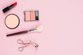 makeup and cosmetic accessories layout