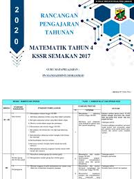 Download nota matematik tahun 4. Rpt Mt Tahun 4 2020 Kssr Semakan 2017 By Cikgu Nisah Docx