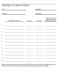 Employee Sign In Sheets 8 Free Word Pdf Excel Documents