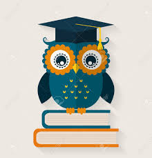 Wise Owl In Graduate Cap Sitting On The Books School And Education