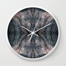 Tree And Clouds Mirrored Wall Clock By