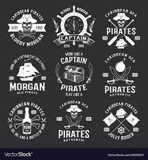 caribbean pirates monochrome emblems
