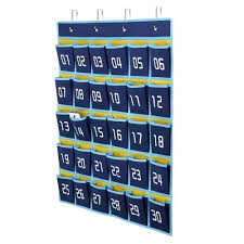 30 Pocket Numbered Classroom Cellphone Storage Calculator