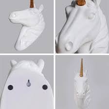 White Unicorn Head Sculpture With Gold