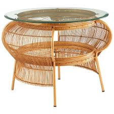 Bamboo And Clear Glass Top Coffee Table