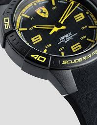 Ferrari 42mm quartz multi function rubber strap watch. Ferrari Apex Quartz Watch With Silicone Strap And Yellow Details Man Scuderia Ferrari Official Store