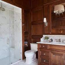 Cherry Wood Paneled Master Bathroom