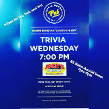 Are you screaming about your fantasy team and about how much smarter you are than the coach? Jake S Sports Bar Trivia Every Wednesday This Week We Have 5 Saint Arnold Beers For The Trivia Game Prizes For 1st 2nd And 3rd We Encourage Teams Of 5 Or Less